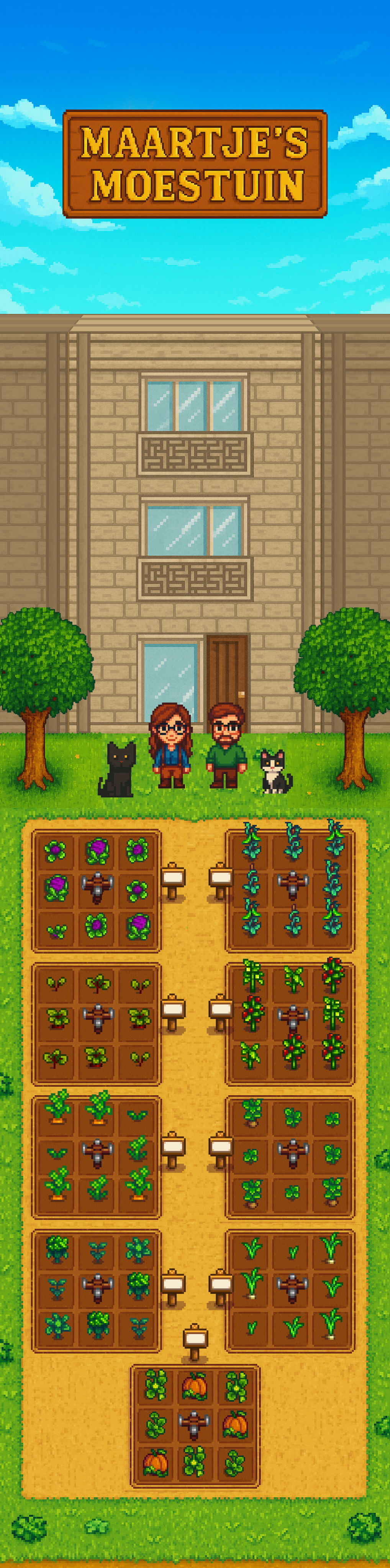 Pixel-art farm scene